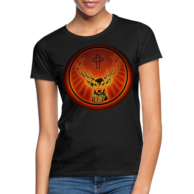 Damen Sommer Top Jägermeister T-Shirt Rundhals Streetwear lockeres Damentop
