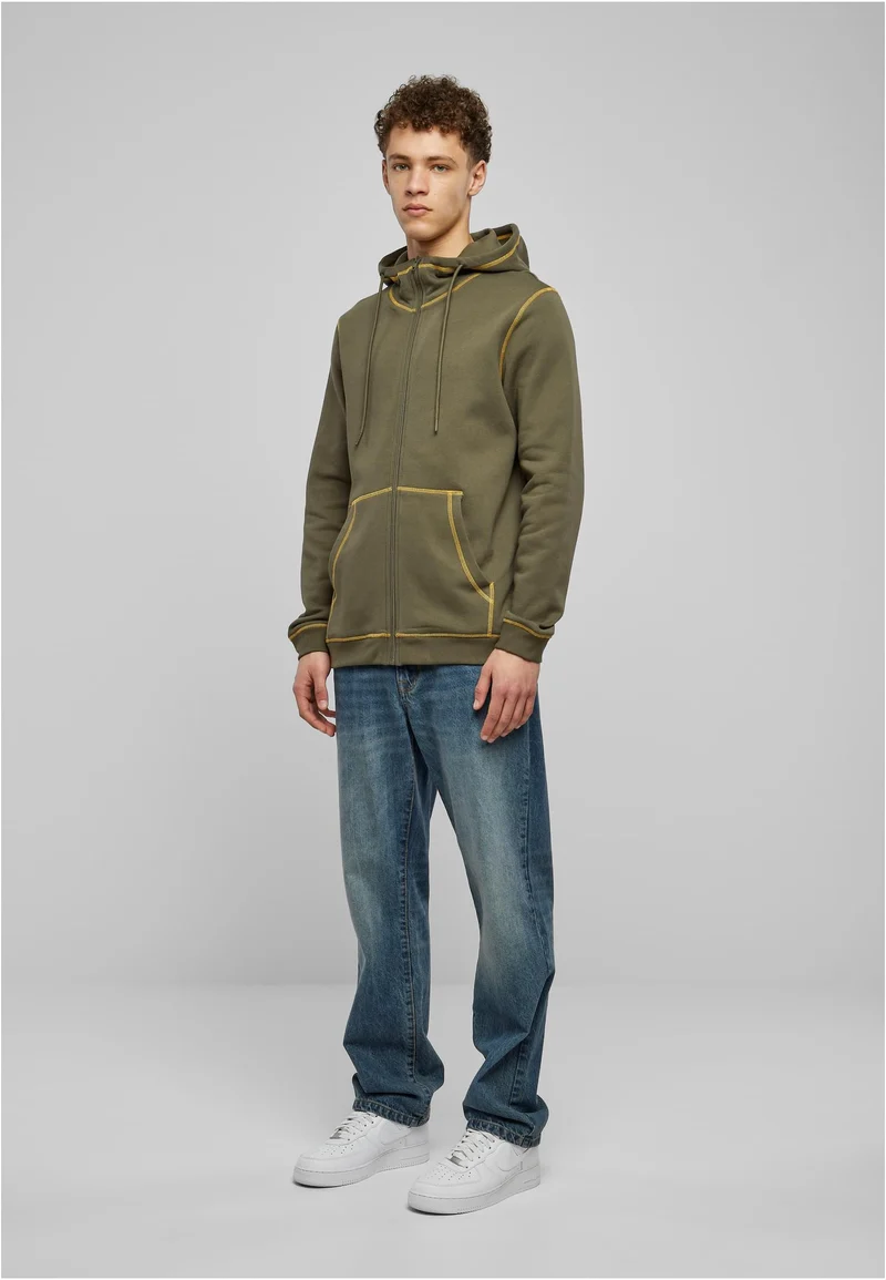 UC Organic Contrast Flatlock Stitched Zip Hoody