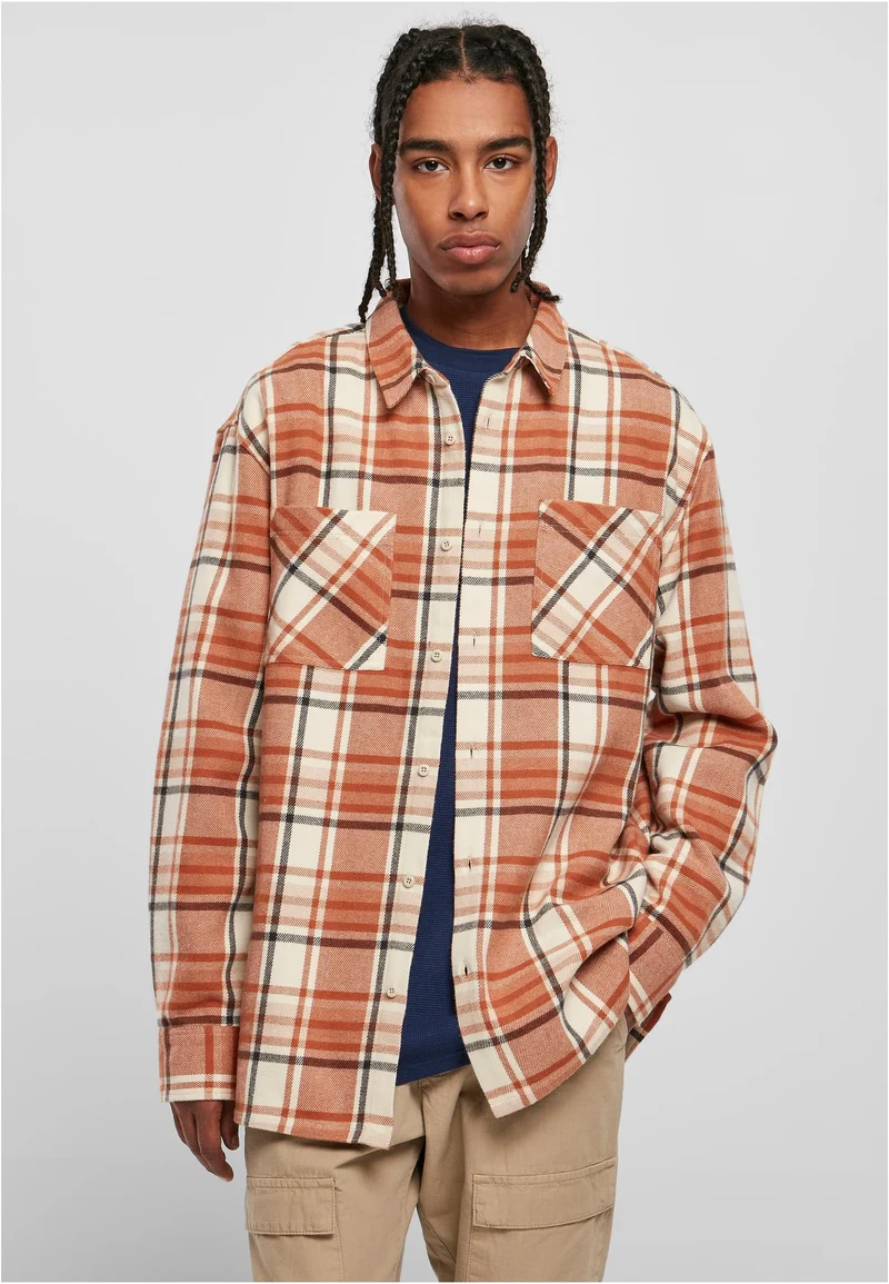 UC Long Oversized Checked Leaves Shirt