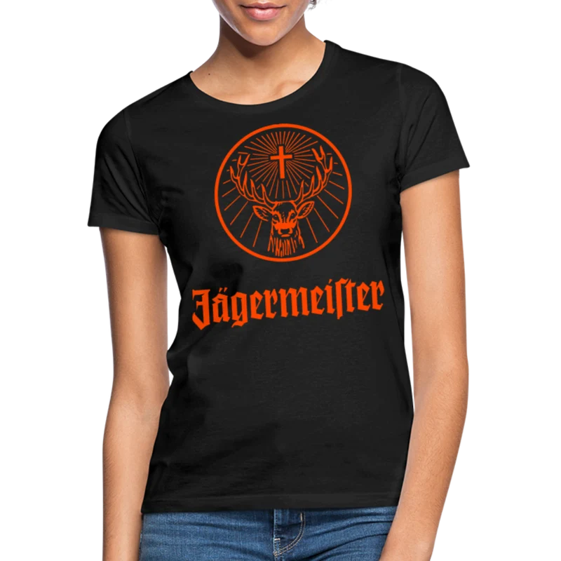 Damen Sommer Top Jägermeister T-Shirt Rundhals Streetwear lockeres Damentop