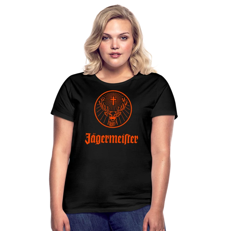 Damen Sommer Top Jägermeister T-Shirt Rundhals Streetwear lockeres Damentop
