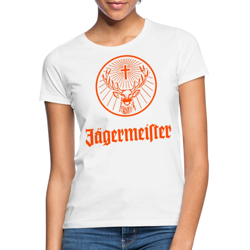 Damen Sommer Top Jägermeister T-Shirt Rundhals Streetwear lockeres Damentop