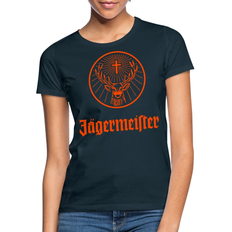 Damen Sommer Top Jägermeister T-Shirt Rundhals Streetwear lockeres Damentop