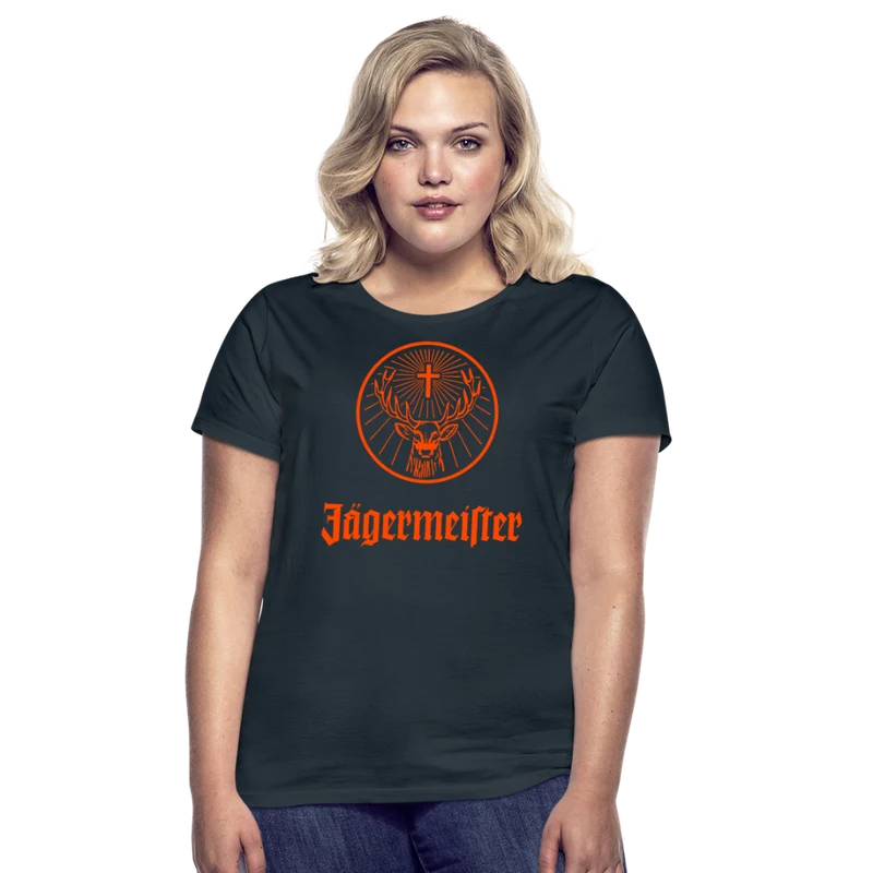 Damen Sommer Top Jägermeister T-Shirt Rundhals Streetwear lockeres Damentop