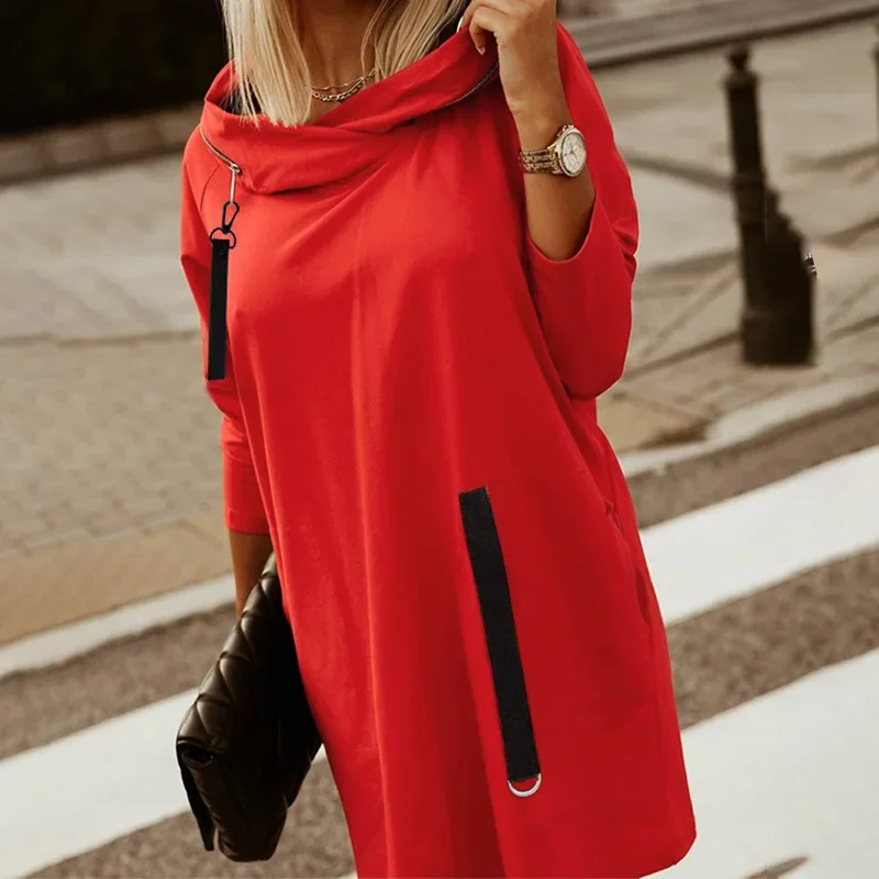 Damen Kapuzenkleid Pullikleid Party Kleid Minikleid Hoodie Kapuzenpullover