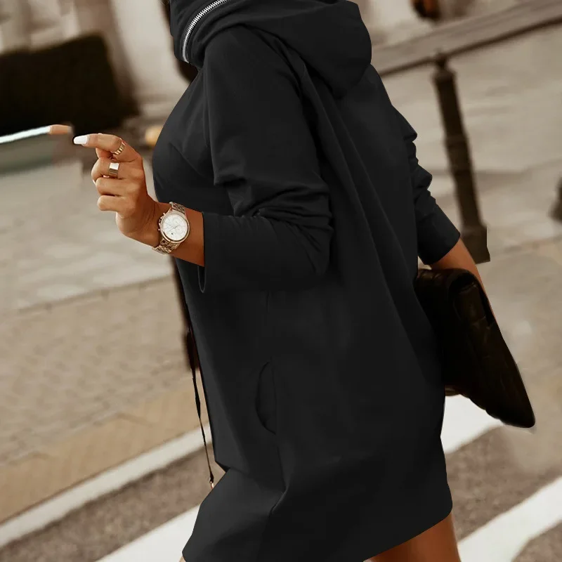 Damen Kapuzenkleid Pullikleid Party Kleid Minikleid Hoodie Kapuzenpullover