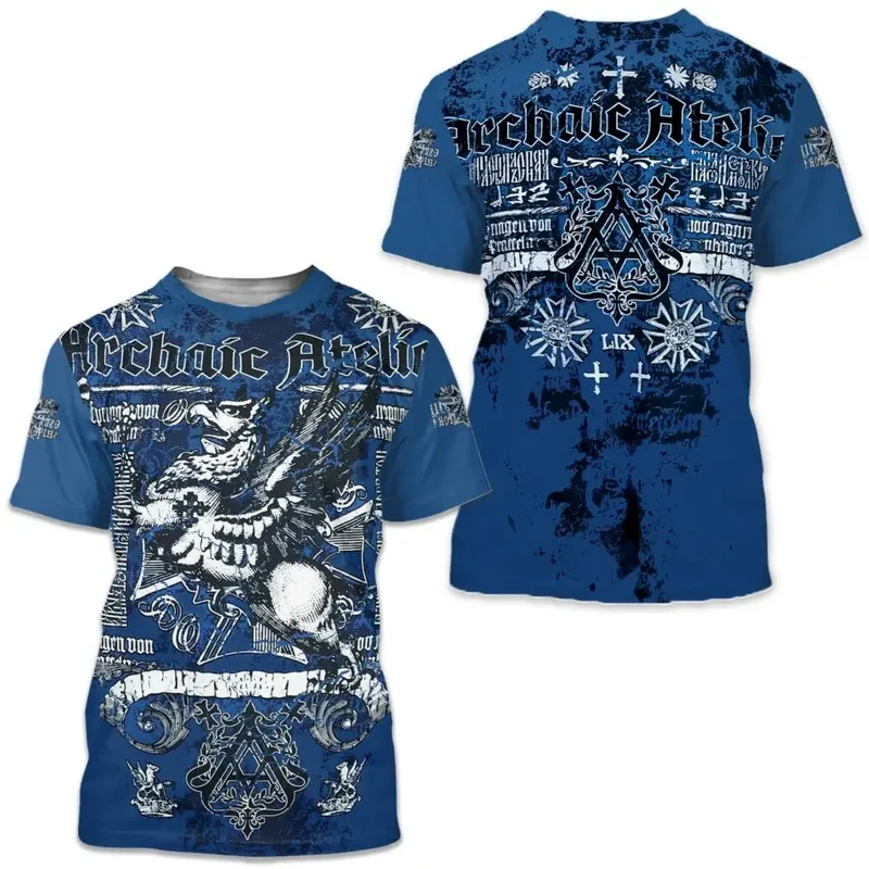 Männer Metal Skull 3D Print T-Shirt Rundhals Unisex Sommer Streetwear Shirt Top