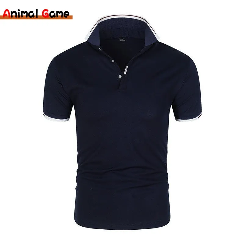 Herren Poloshirt POLO Shirt Zip Kontrast Kragen Kurzarm Slim Fit Hemd Polohemd