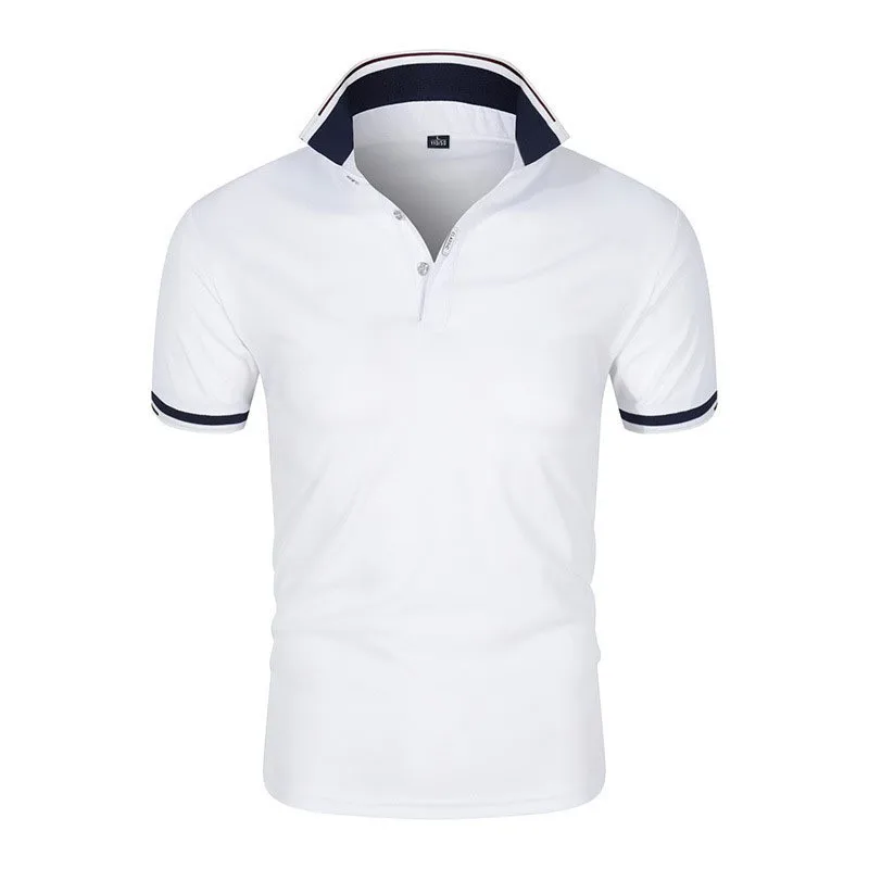 Herren Poloshirt POLO Shirt Zip Kontrast Kragen Kurzarm Slim Fit Hemd Polohemd