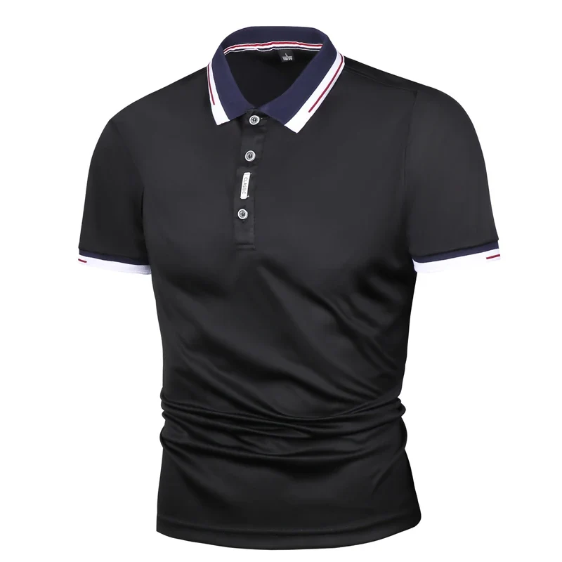 Herren Poloshirt POLO Shirt Zip Kontrast Kragen Kurzarm Slim Fit Hemd Polohemd
