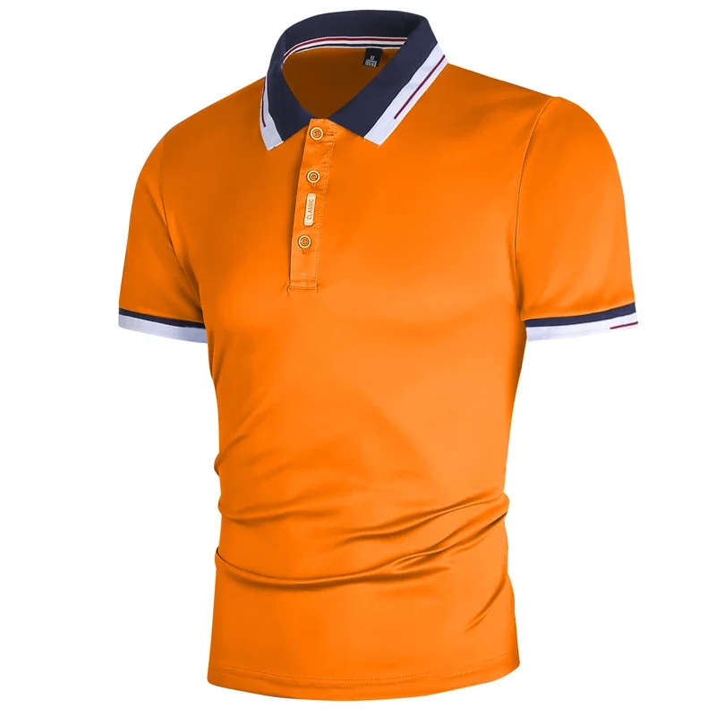 Herren Poloshirt POLO Shirt Zip Kontrast Kragen Kurzarm Slim Fit Hemd Polohemd