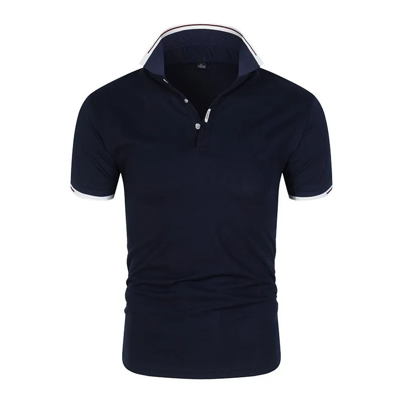 Herren Poloshirt POLO Shirt Zip Kontrast Kragen Kurzarm Slim Fit Hemd Polohemd