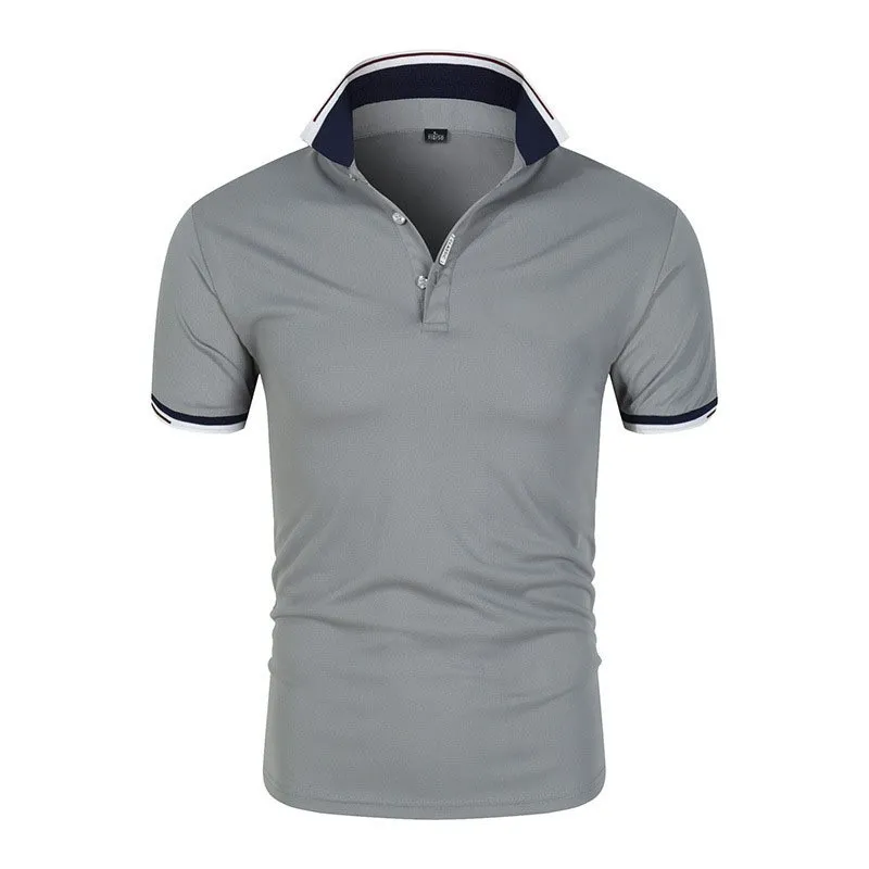 Herren Poloshirt POLO Shirt Zip Kontrast Kragen Kurzarm Slim Fit Hemd Polohemd