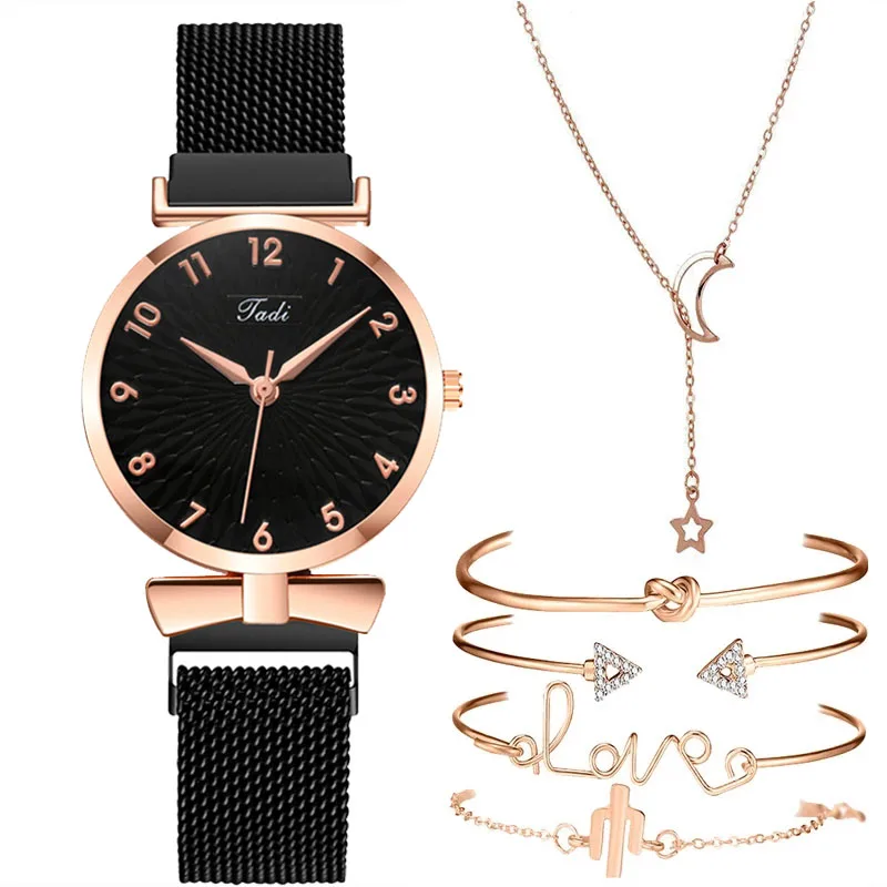 Damen Armband Uhren Set Strass Luxus Quarz Silber Gold Business Armbanduhr