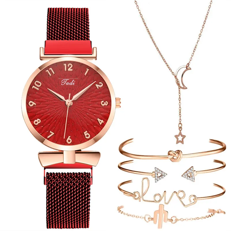 Damen Armband Uhren Set Strass Luxus Quarz Silber Gold Business Armbanduhr