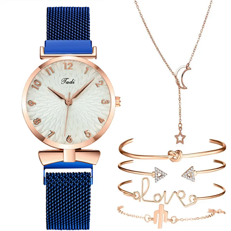 Damen Armband Uhren Set Strass Luxus Quarz Silber Gold Business Armbanduhr