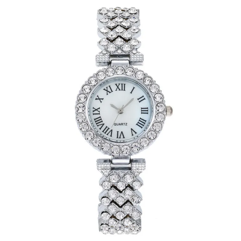 Damen Armband Uhren Set Strass Luxus Quarz Silber Gold Business Armbanduhr