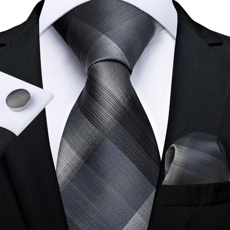Fashion Seide Krawatte Grau Silber Herren Hochzeit Konfirmation Männer Business