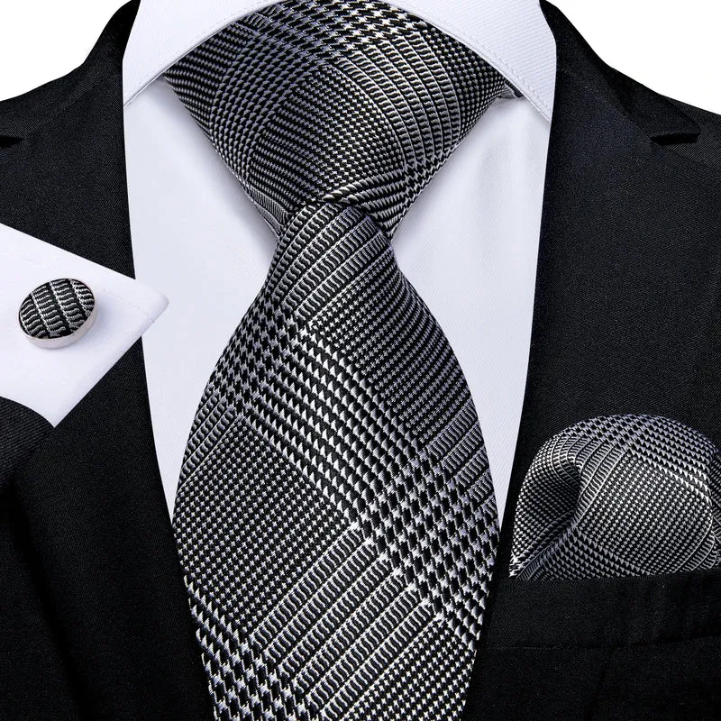 Fashion Seide Krawatte Grau Silber Herren Hochzeit Konfirmation Männer Business