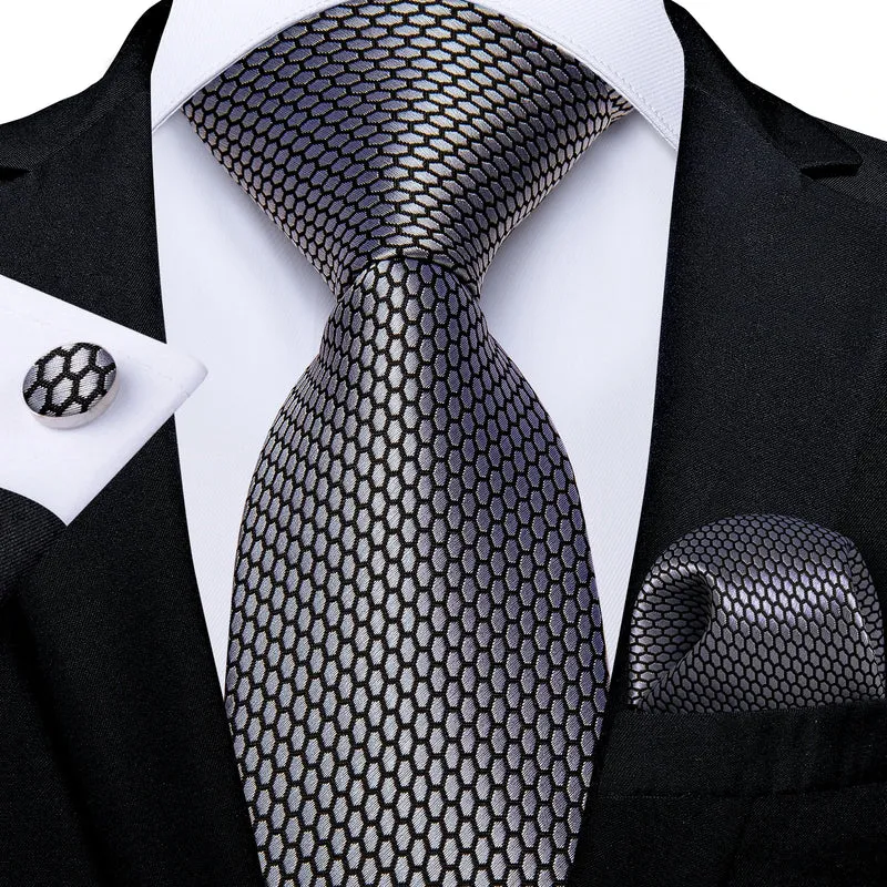 Fashion Seide Krawatte Grau Silber Herren Hochzeit Konfirmation Männer Business
