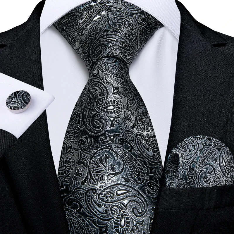 Fashion Seide Krawatte Grau Silber Herren Hochzeit Konfirmation Männer Business