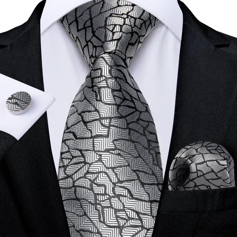 Fashion Seide Krawatte Grau Silber Herren Hochzeit Konfirmation Männer Business