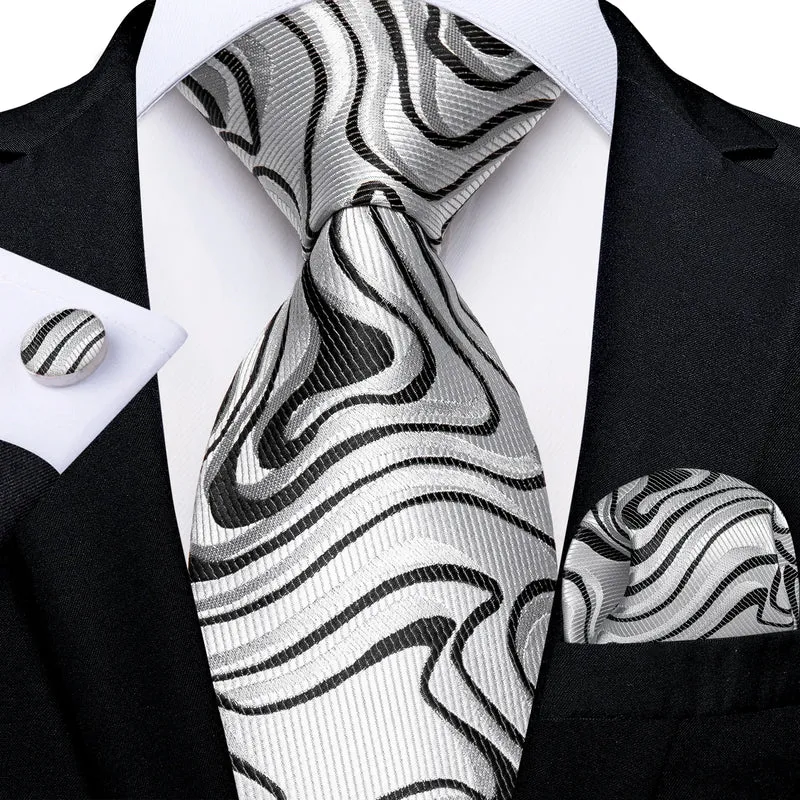 Fashion Seide Krawatte Grau Silber Herren Hochzeit Konfirmation Männer Business