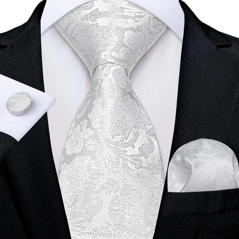 Fashion Seide Krawatte Grau Silber Herren Hochzeit Konfirmation Männer Business