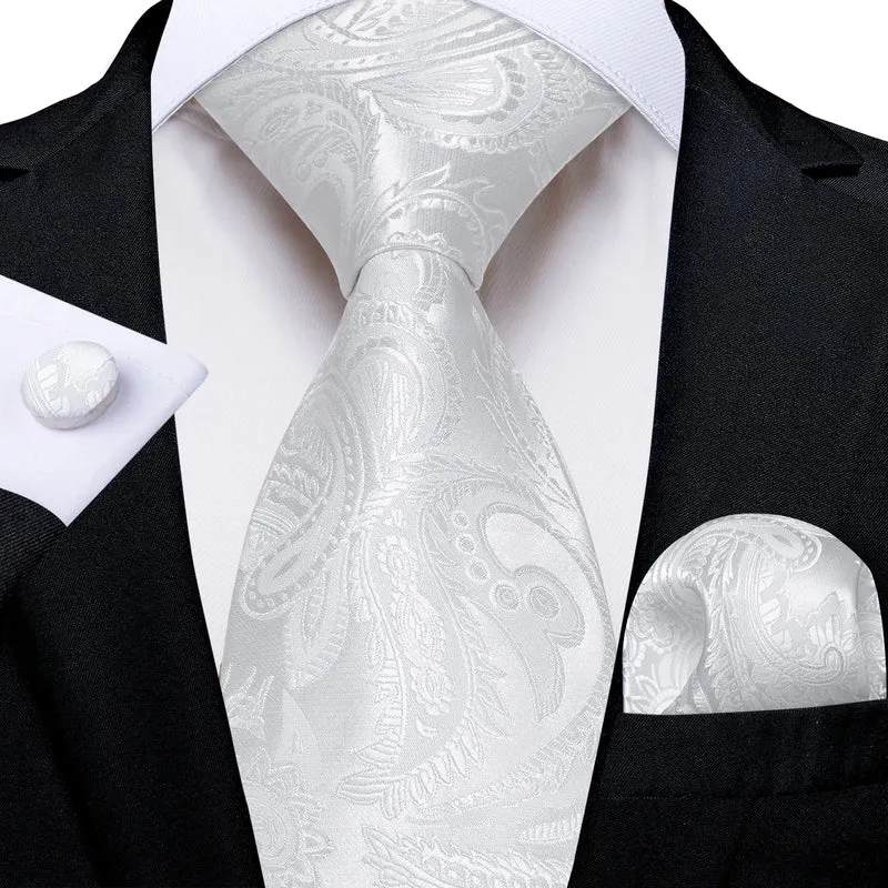 Fashion Seide Krawatte Grau Silber Herren Hochzeit Konfirmation Männer Business