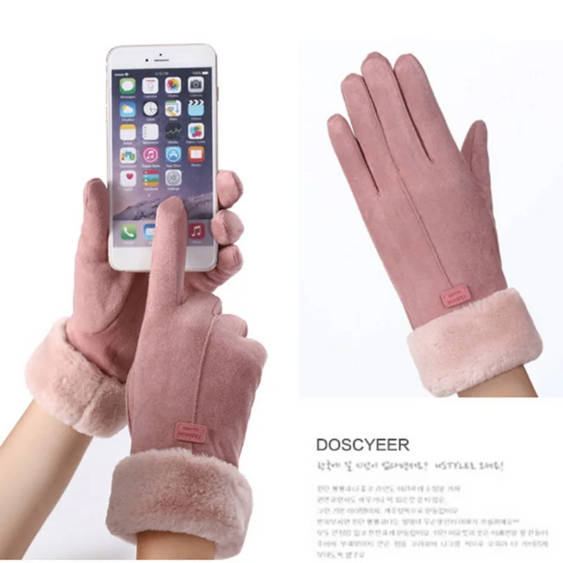 Kuschelige Damen Handschuhe Herbst Winter Damenhandschuhe Fäustlinge Touchscreen