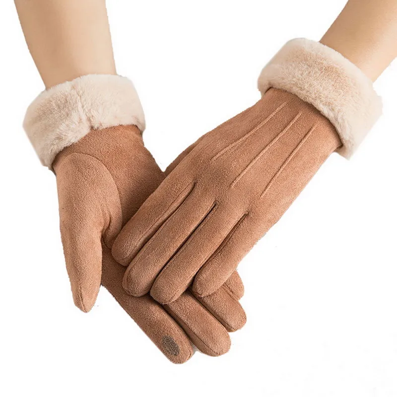 Kuschelige Damen Handschuhe Herbst Winter Damenhandschuhe Fäustlinge Touchscreen