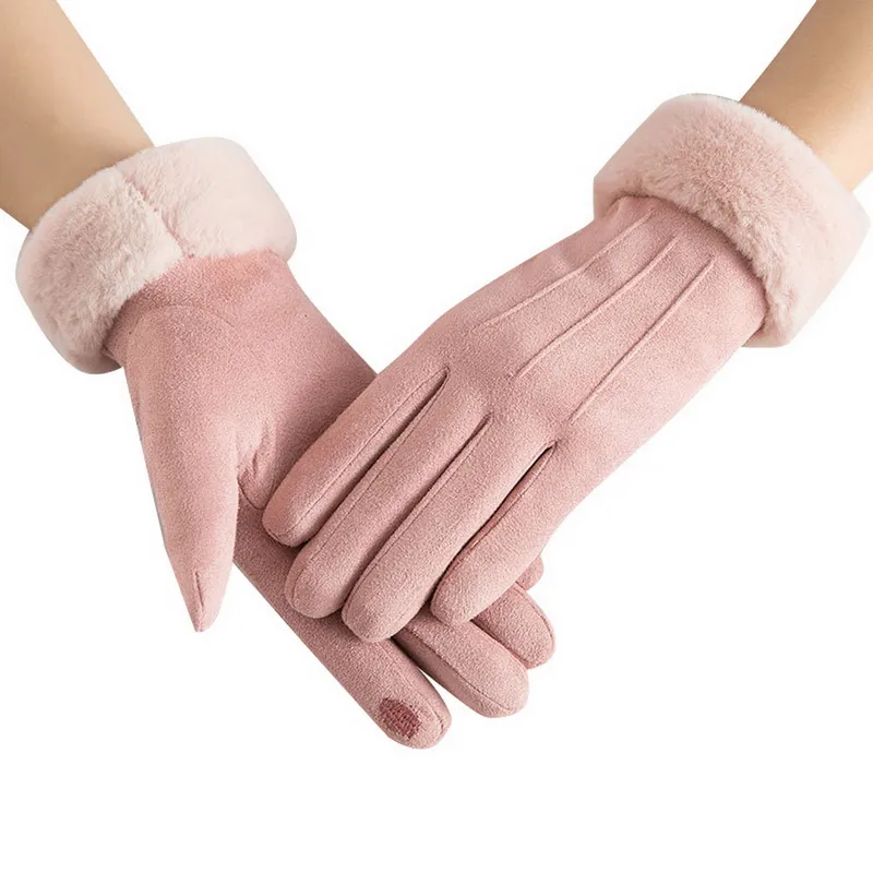 Kuschelige Damen Handschuhe Herbst Winter Damenhandschuhe Fäustlinge Touchscreen