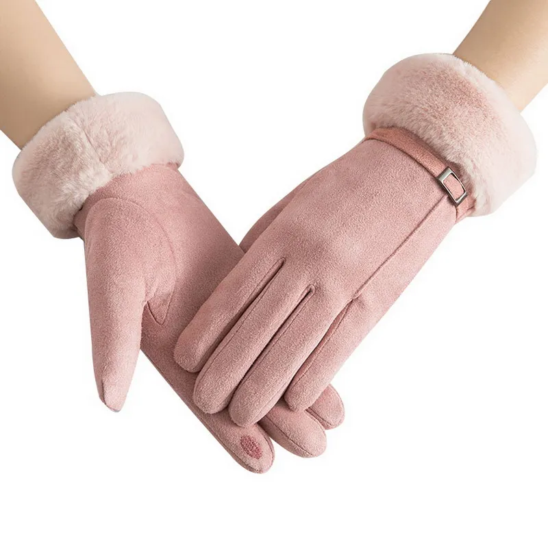 Kuschelige Damen Handschuhe Herbst Winter Damenhandschuhe Fäustlinge Touchscreen