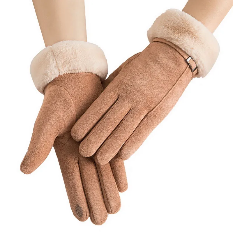 Kuschelige Damen Handschuhe Herbst Winter Damenhandschuhe Fäustlinge Touchscreen