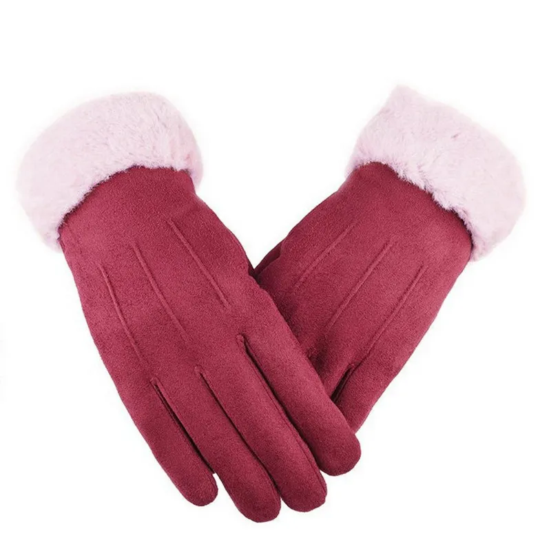 Kuschelige Damen Handschuhe Herbst Winter Damenhandschuhe Fäustlinge Touchscreen