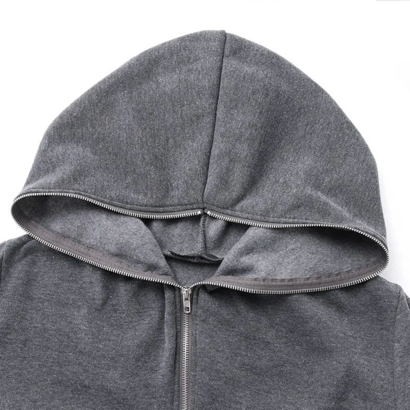 Damen Hoodie Kapuzenpullover Langer Mantel Jacke Zipper Pullover Streetwear