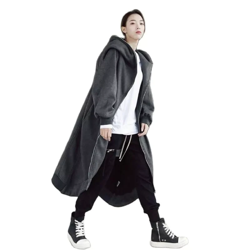 Damen Hoodie Kapuzenpullover lange Jacke Zipper Sweater Pullover Streetwear