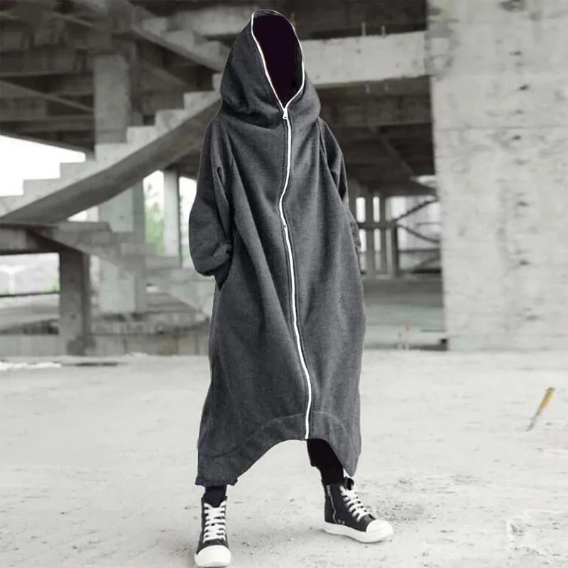 Herren Hoodie Sweatjacke lange Jacke Zipper Sweater Pullover Pulli Streetwear