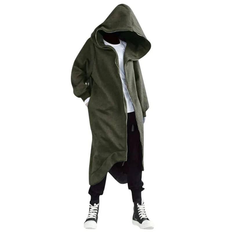 Herren Hoodie Sweatjacke lange Jacke Zipper Sweater Pullover Pulli Streetwear