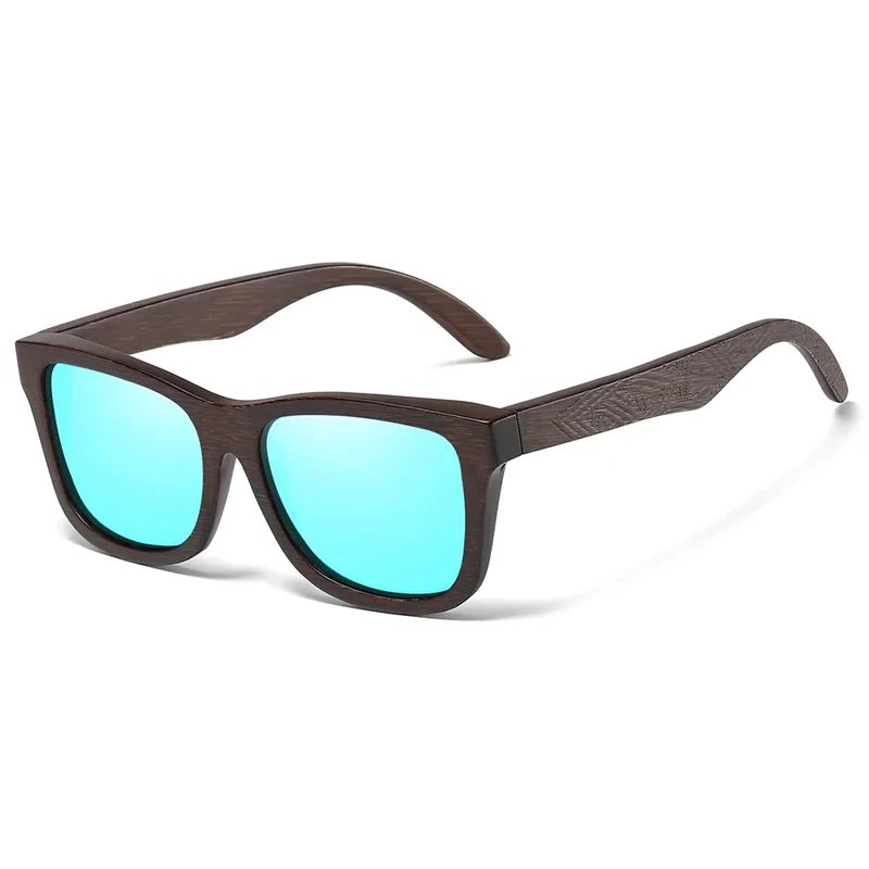 Designer Luxus Sonnenbrille Damen Herren Quadratische Gläser Holzgestell Vintage