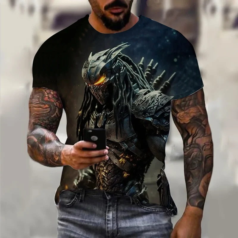 Herren Vintage Warrior 3D T-Shirt Rundhals Unisex Sommer Streetwear Top Shirt