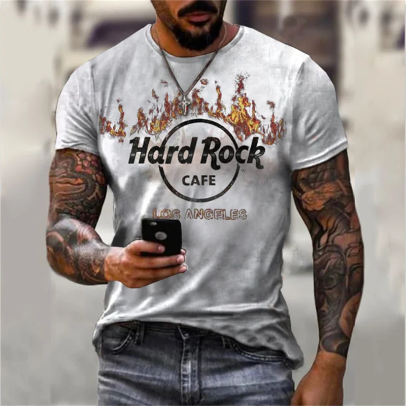 Herren Rock Band 3D T-Shirt Rundhals Unisex Sommer Streetwear Top Shirt