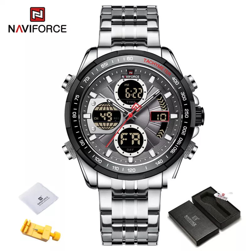 Herren Armbanduhr Silber Gold Edelstahl Fashion Quarz Uhr Chronograph Business