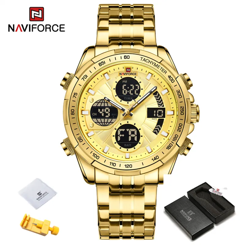 Herren Armbanduhr Silber Gold Edelstahl Fashion Quarz Uhr Chronograph Business