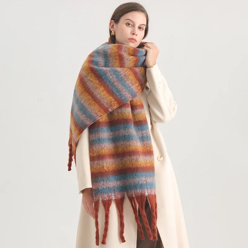 Damen Winterschal Viskose Stola Schlauchschal Halstuch Strickschal Loop NEU