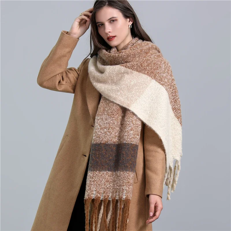 Damen Winterschal Viskose Stola Schlauchschal Halstuch Strickschal Loop NEU