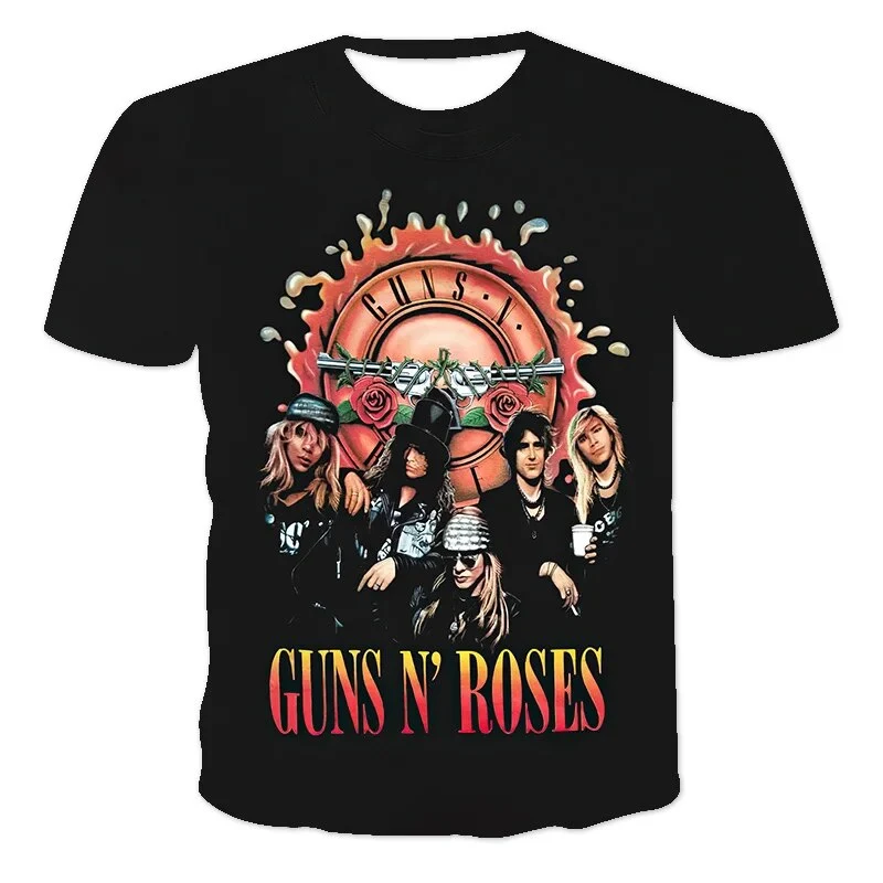Fashion Herren Rock Band 3D T-Shirt Rundhals Unisex Sommer Streetwear