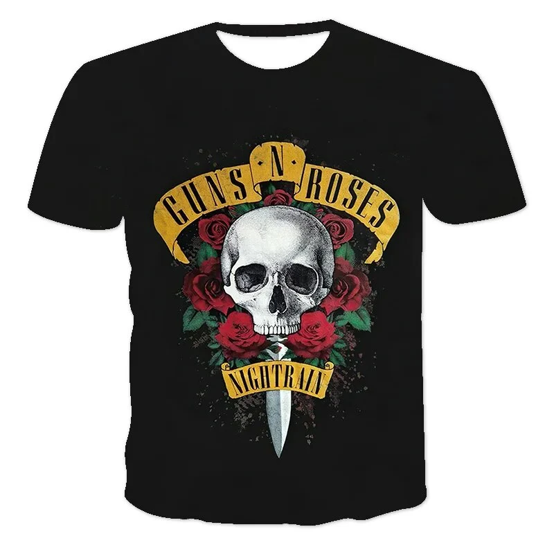 Fashion Herren Rock Band 3D T-Shirt Rundhals Unisex Sommer Streetwear