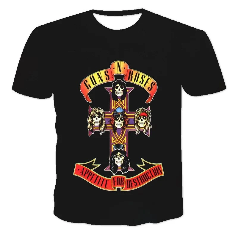 Fashion Herren Rock Band 3D T-Shirt Rundhals Unisex Sommer Streetwear