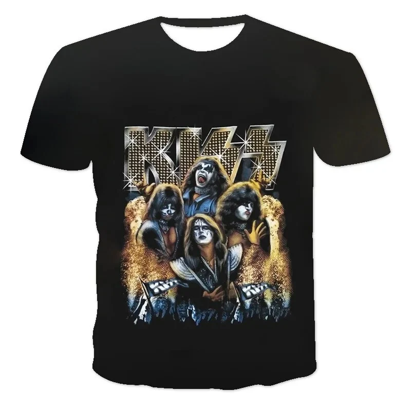Fashion Herren Rock Band 3D T-Shirt Rundhals Unisex Sommer Streetwear